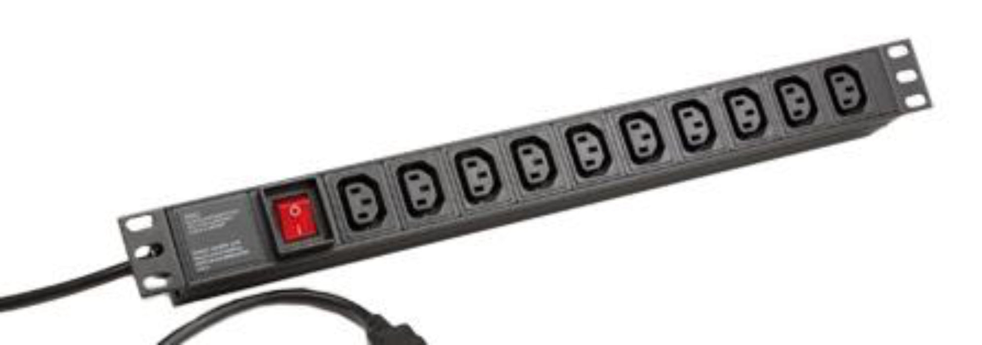 1U 19inch Πολύπριζο IECC 10 θέσεων Schuko plug 16A input