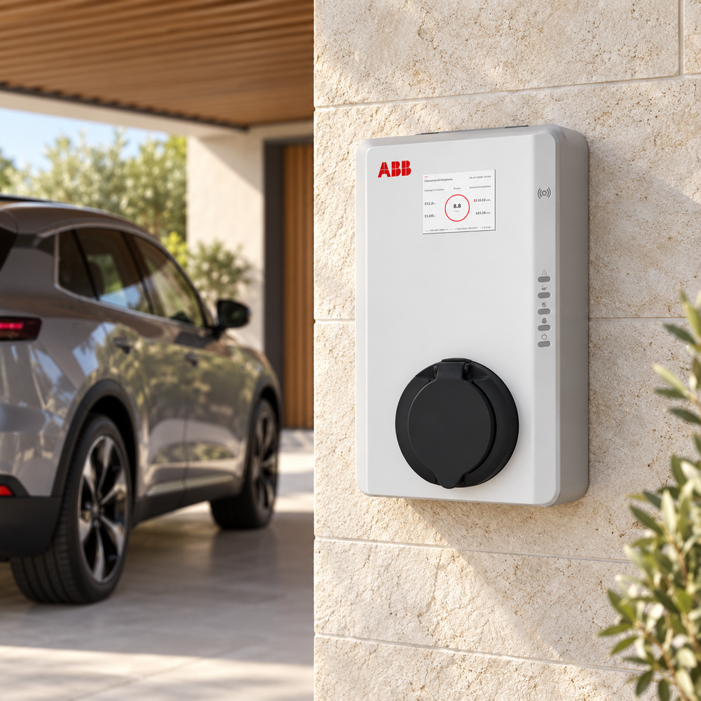ABB Terra AC Display — ενδεικτική σκηνή εγκατάστασης με AI