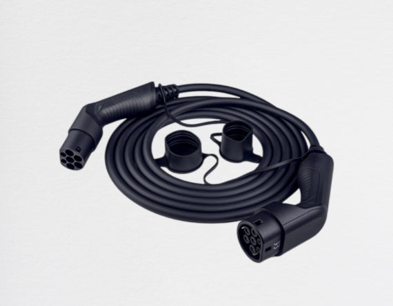 EV Mode 3 Charging Cable, 1- and 3-phase, 32 A, T2–T2, 22 kW, female-to-male, 5 metres.