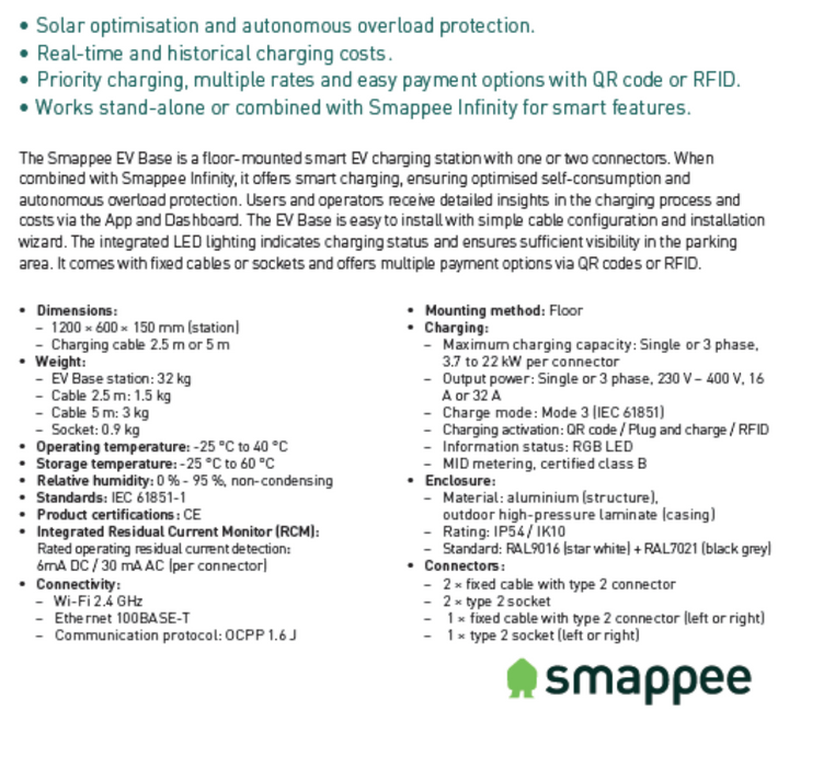 Επιδαπέδιος σταθμός φόρτισης Smappee ev Charger  up to 2x22kW Type 2